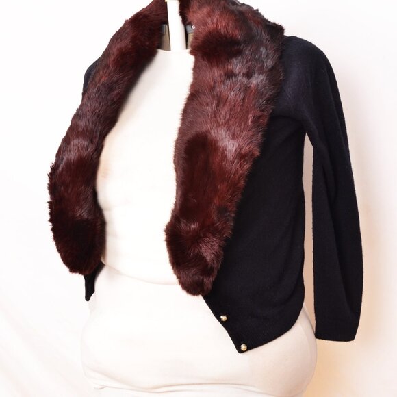 Vintage Turbo Orlon (Synthetic Cashmere) Sweater with Real Mink Collar - Picture 3 of 8